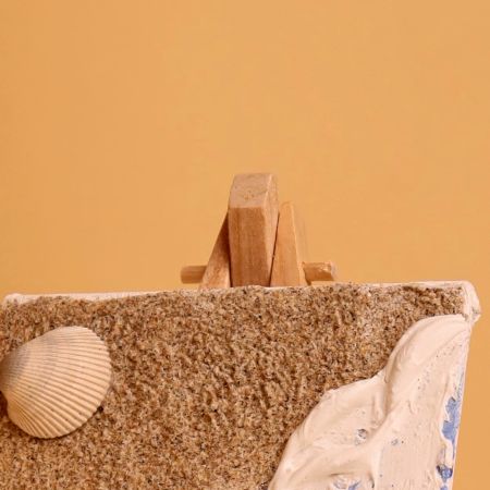 Real Sand and Shell Beach Mini Canvas Painting